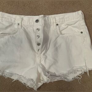 Citizens Of Humanity White Distressed Jean Shorts